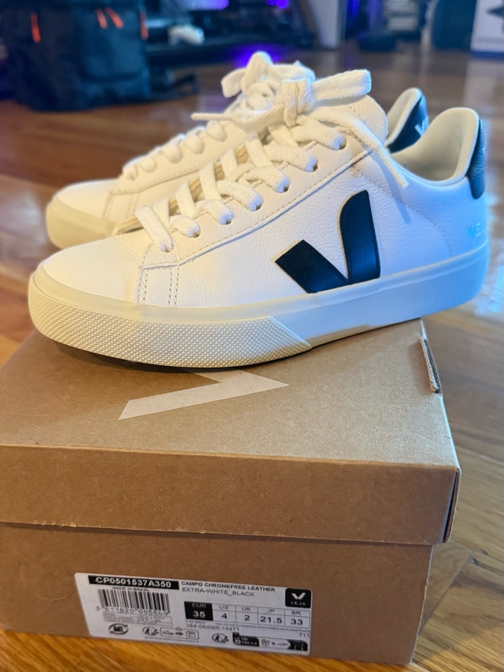 Veja Campo Sneakers in White with Black